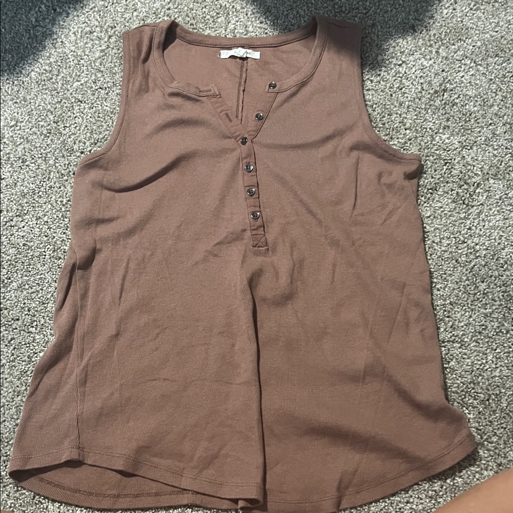 NWOT Maurices Brown Button-Front Tank Top